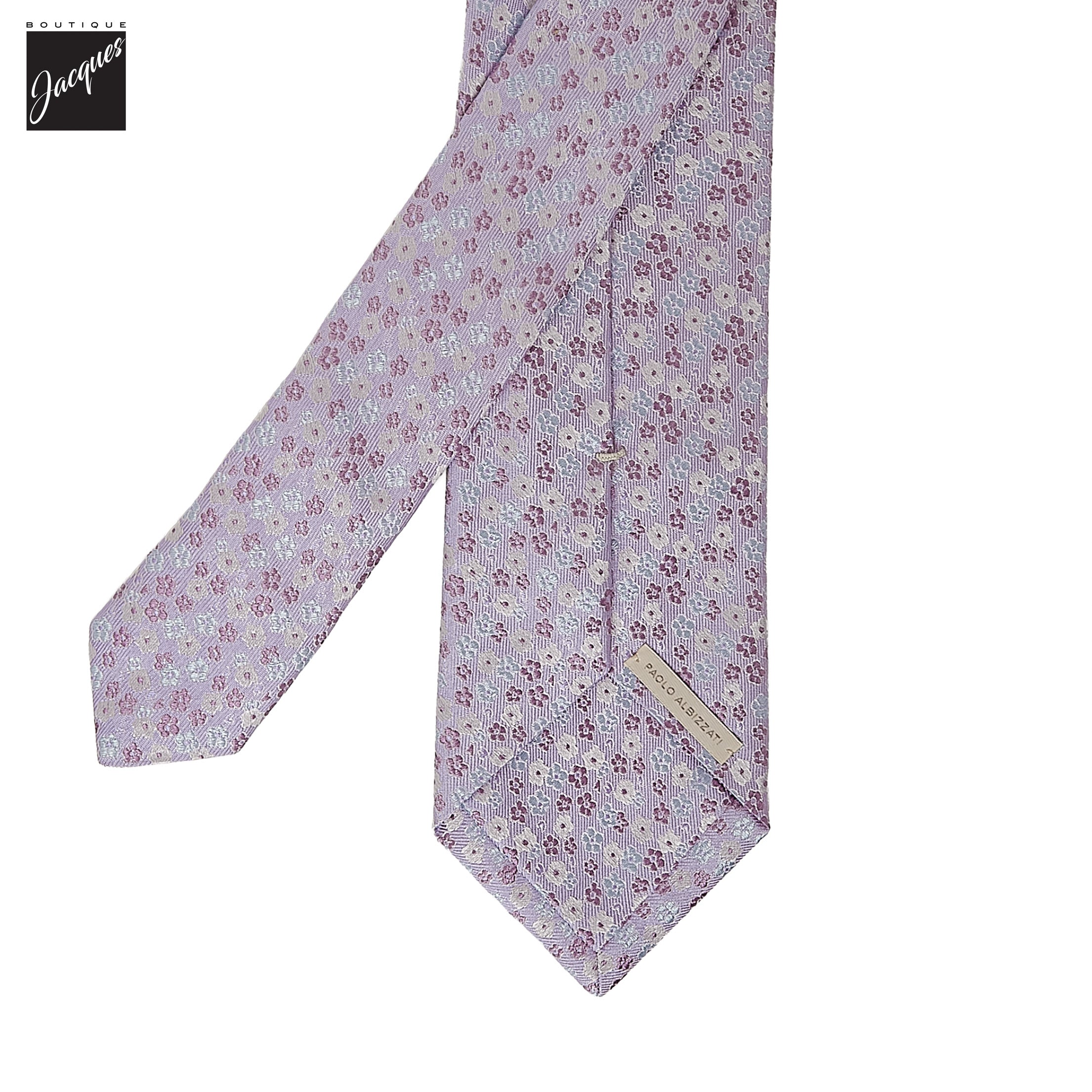 Lavender Floral Pattern Woven Silk Tie - Paolo Albizzati - Boutique Jacques International