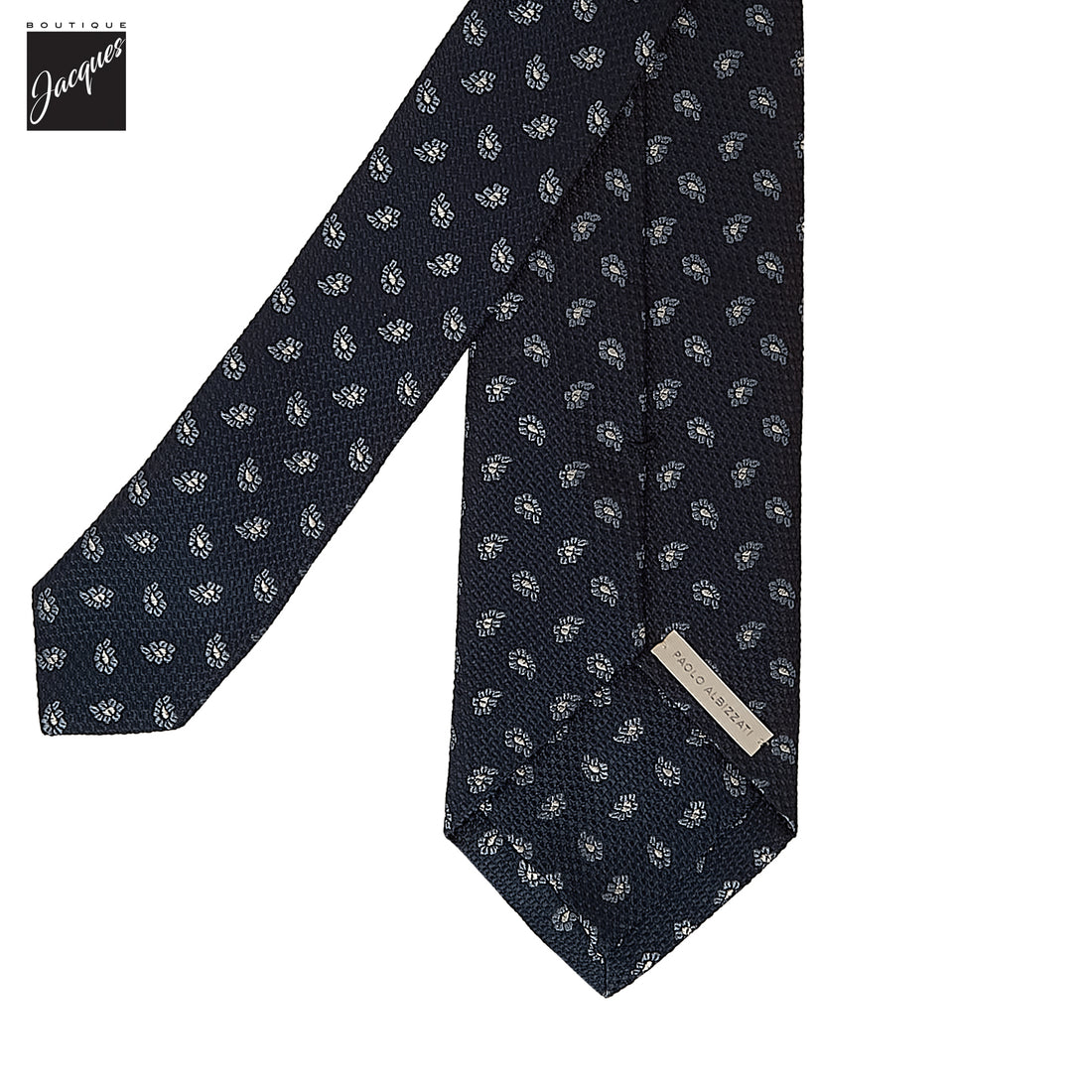 Navy Blue Mini Paisley Woven Silk Tie - Paolo Albizzati - Boutique Jacques International