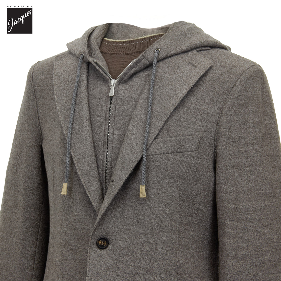 Clay Wool-Knit Laser Cut Hooded Sport Jacket - ELEVENTY