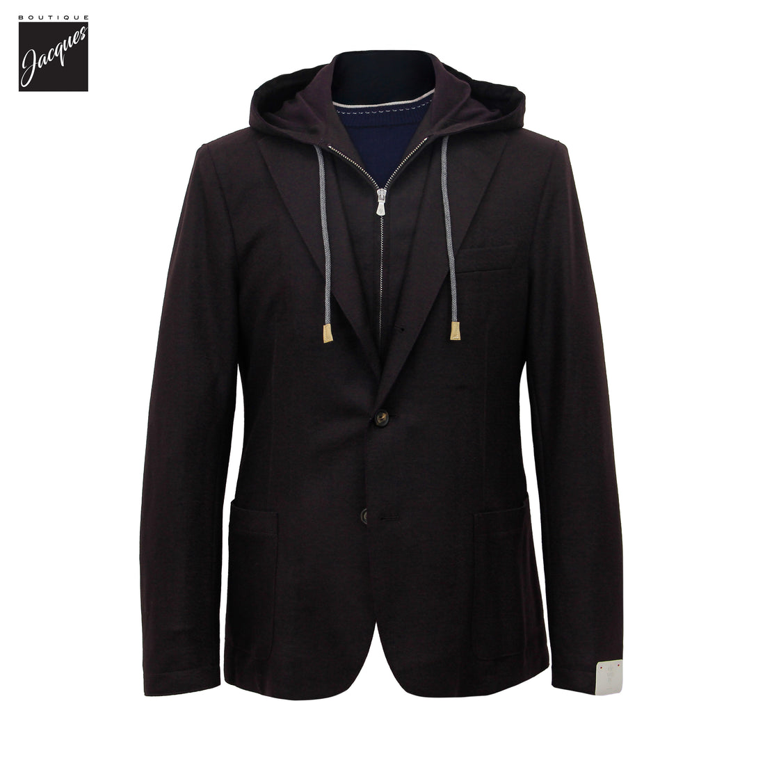 Burgundy Wool-Stretch Hooded Sport Jacket - ELEVENTY