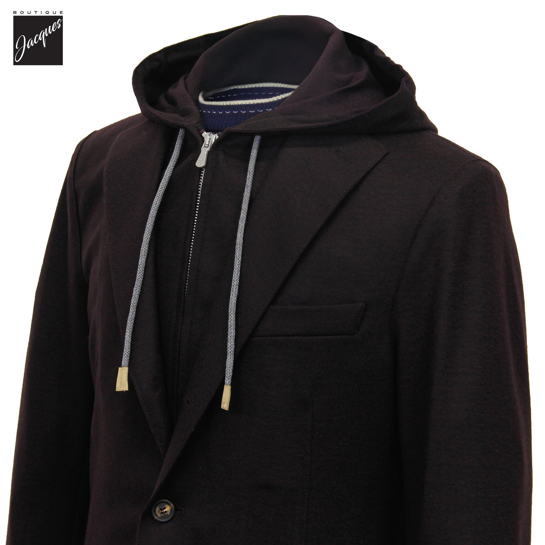 Burgundy Wool-Stretch Hooded Sport Jacket - ELEVENTY