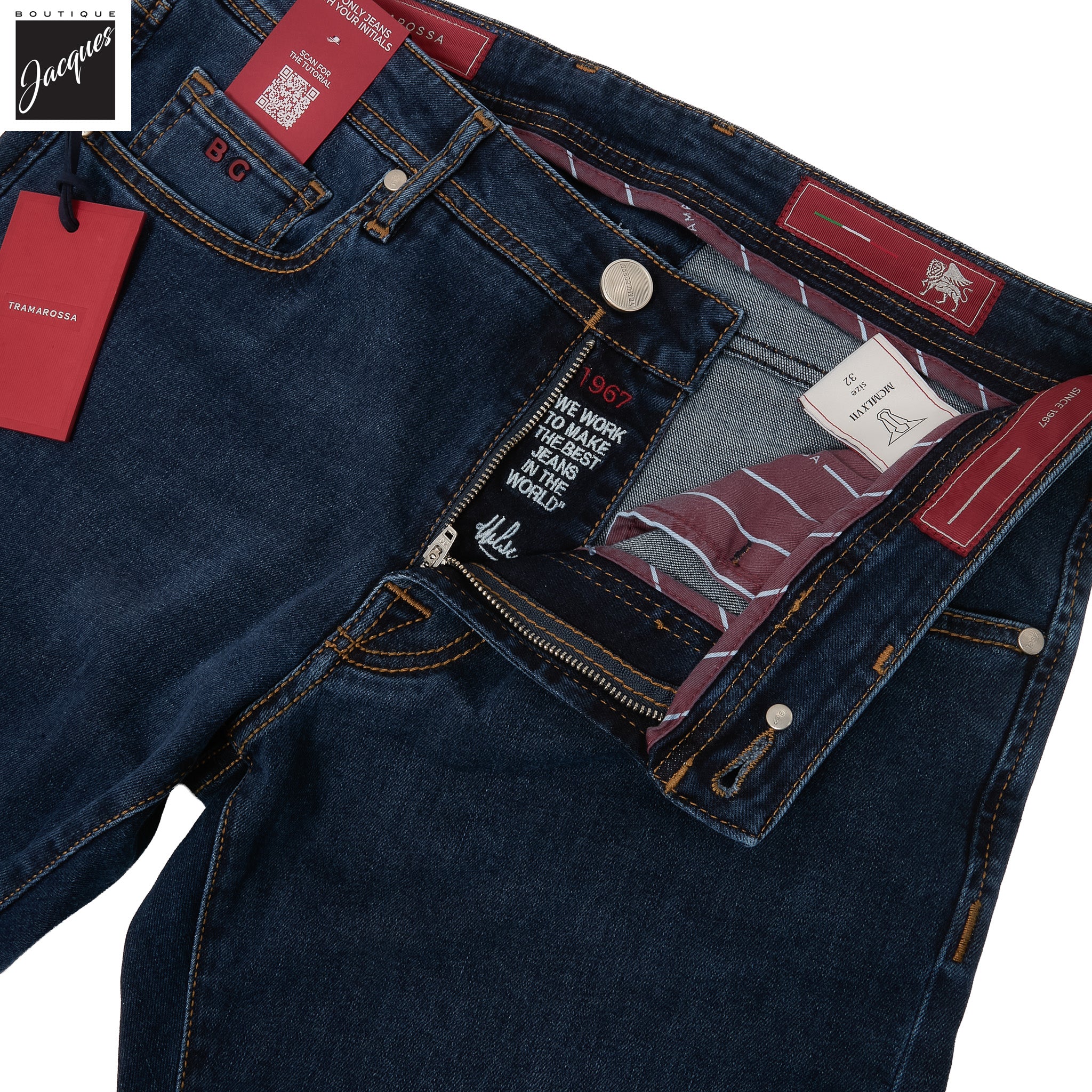 Navy Used R-Elax Michelangelo Modern Fit Super-Stretch Denim - TRAMAROSSA - Boutique Jacques International