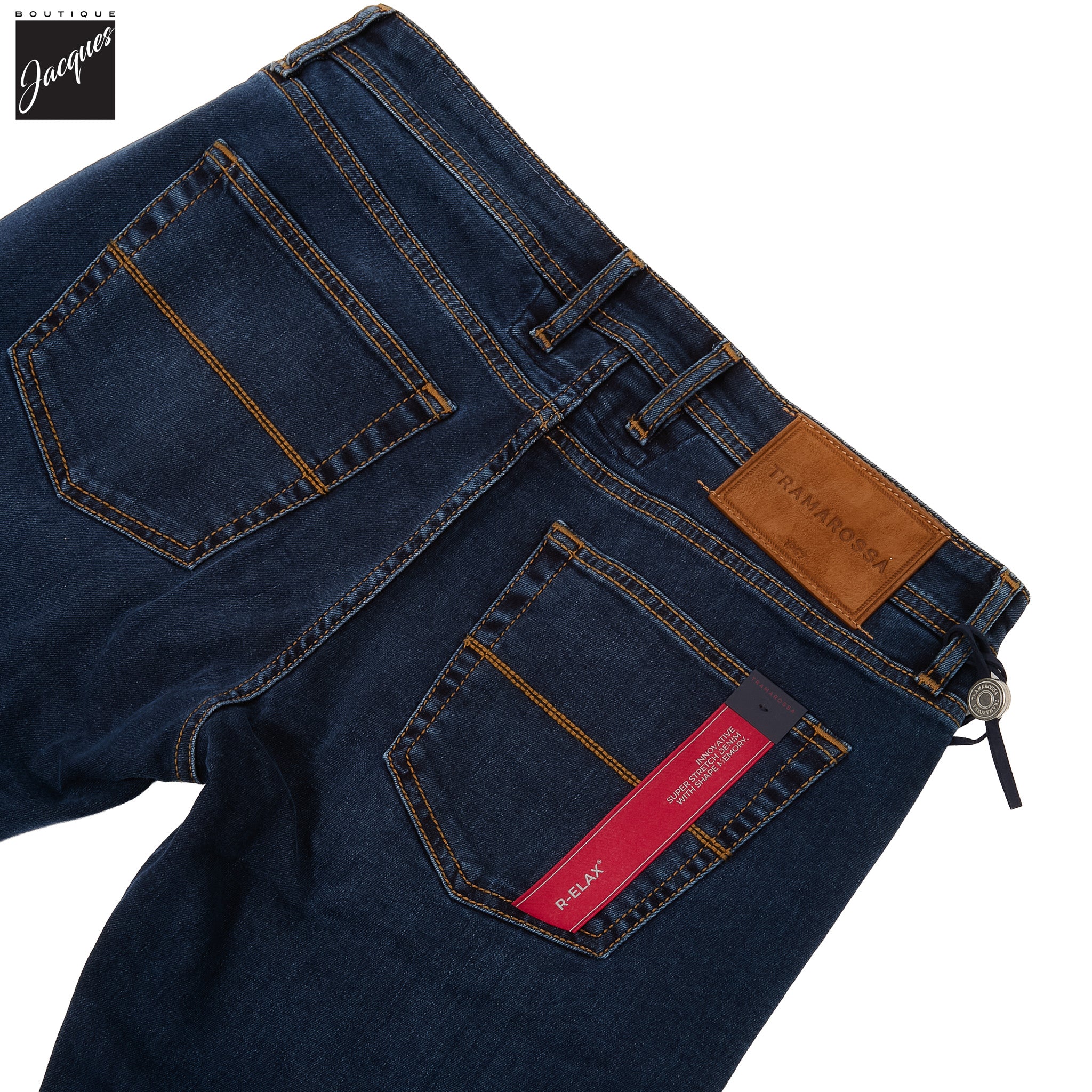 Navy Used R-Elax Michelangelo Modern Fit Super-Stretch Denim - TRAMAROSSA - Boutique Jacques International