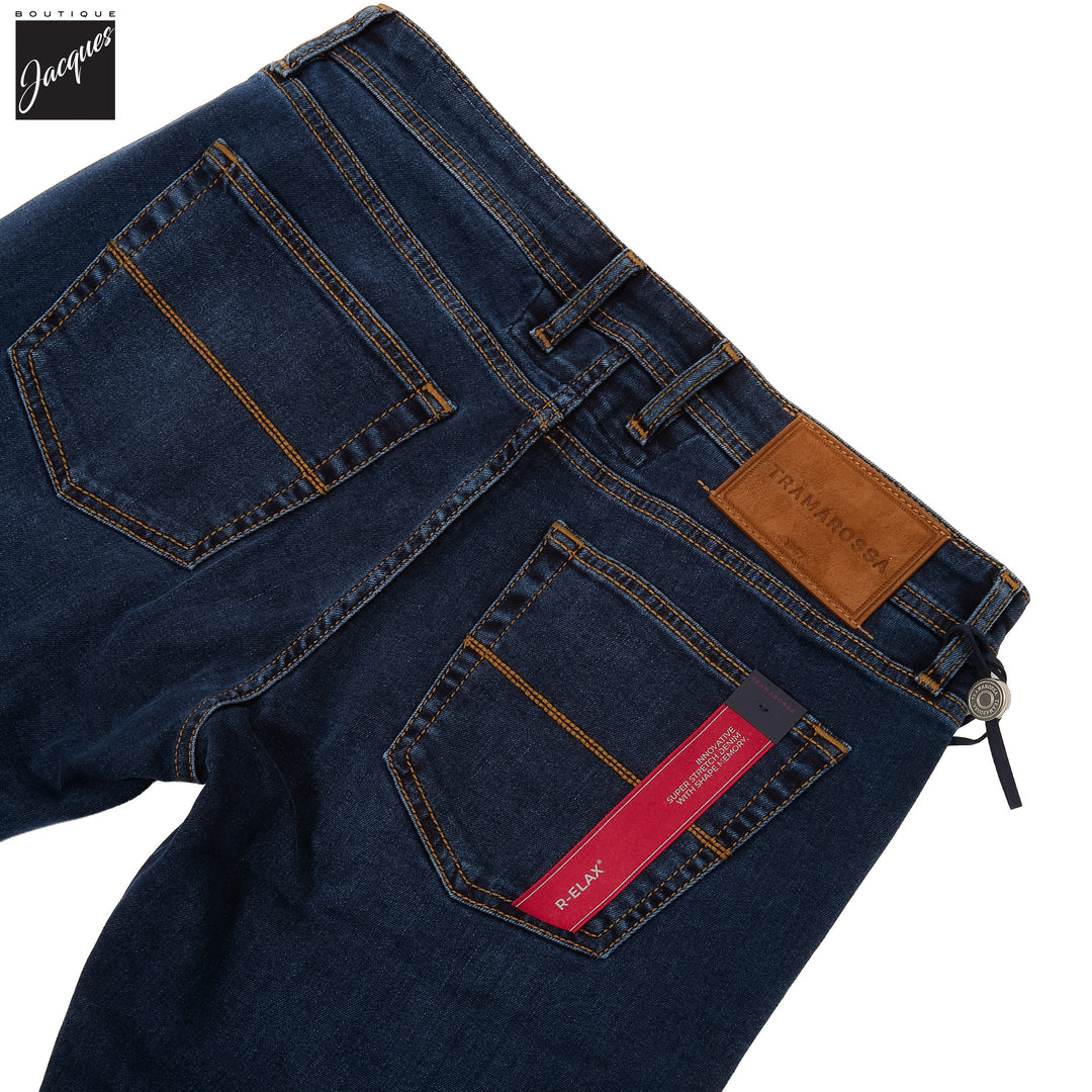 Navy Used R-Elax Michelangelo Modern Fit Super-Stretch Denim - TRAMAROSSA - Boutique Jacques International