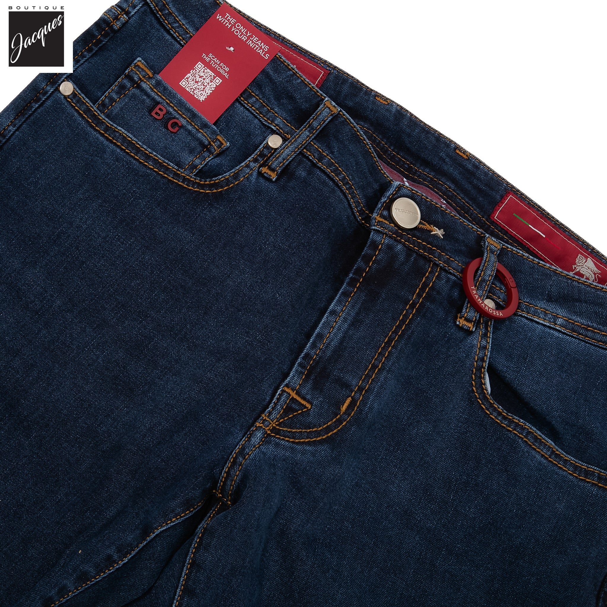 Navy Used R-Elax Michelangelo Modern Fit Super-Stretch Denim - TRAMAROSSA - Boutique Jacques International