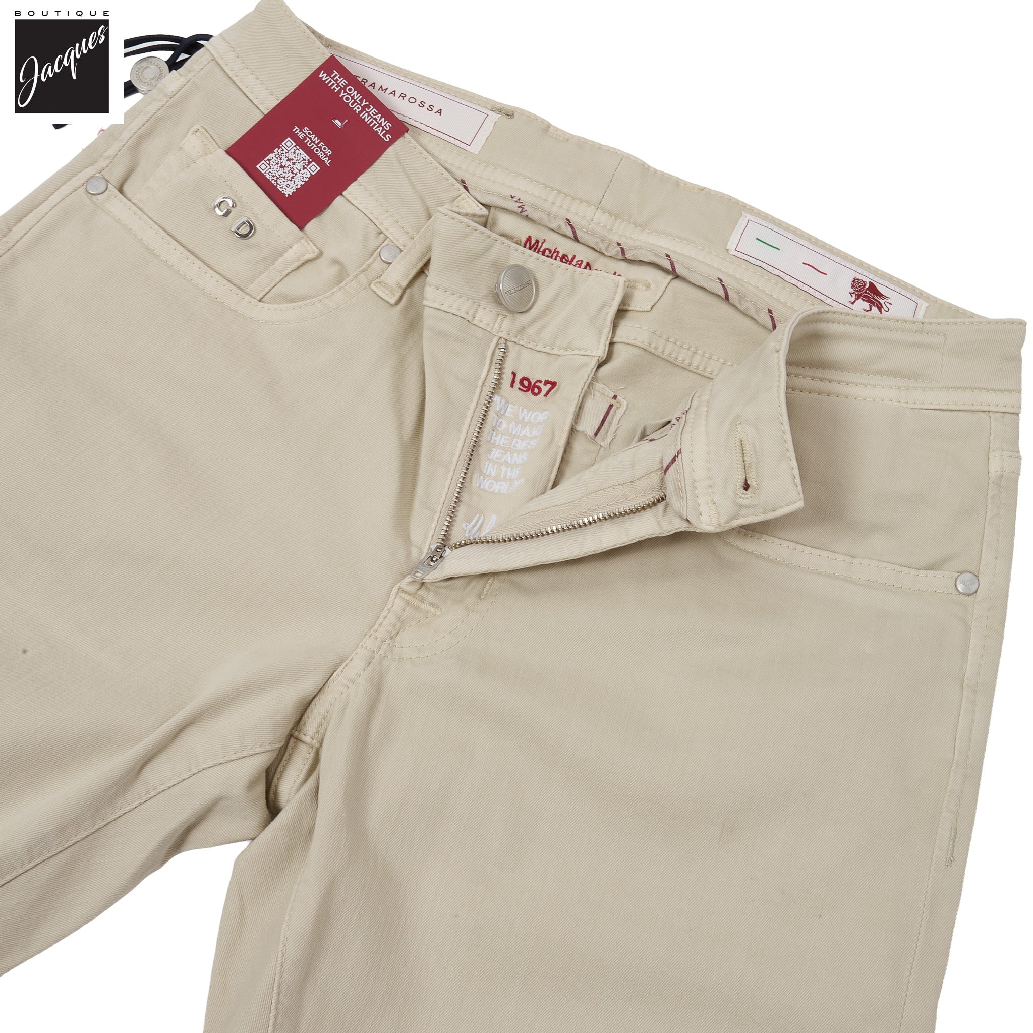 Champagne Soft Dye Michelangelo Super-Stretch Five Pocket Pants - TRAMAROSSA - Boutique Jacques International