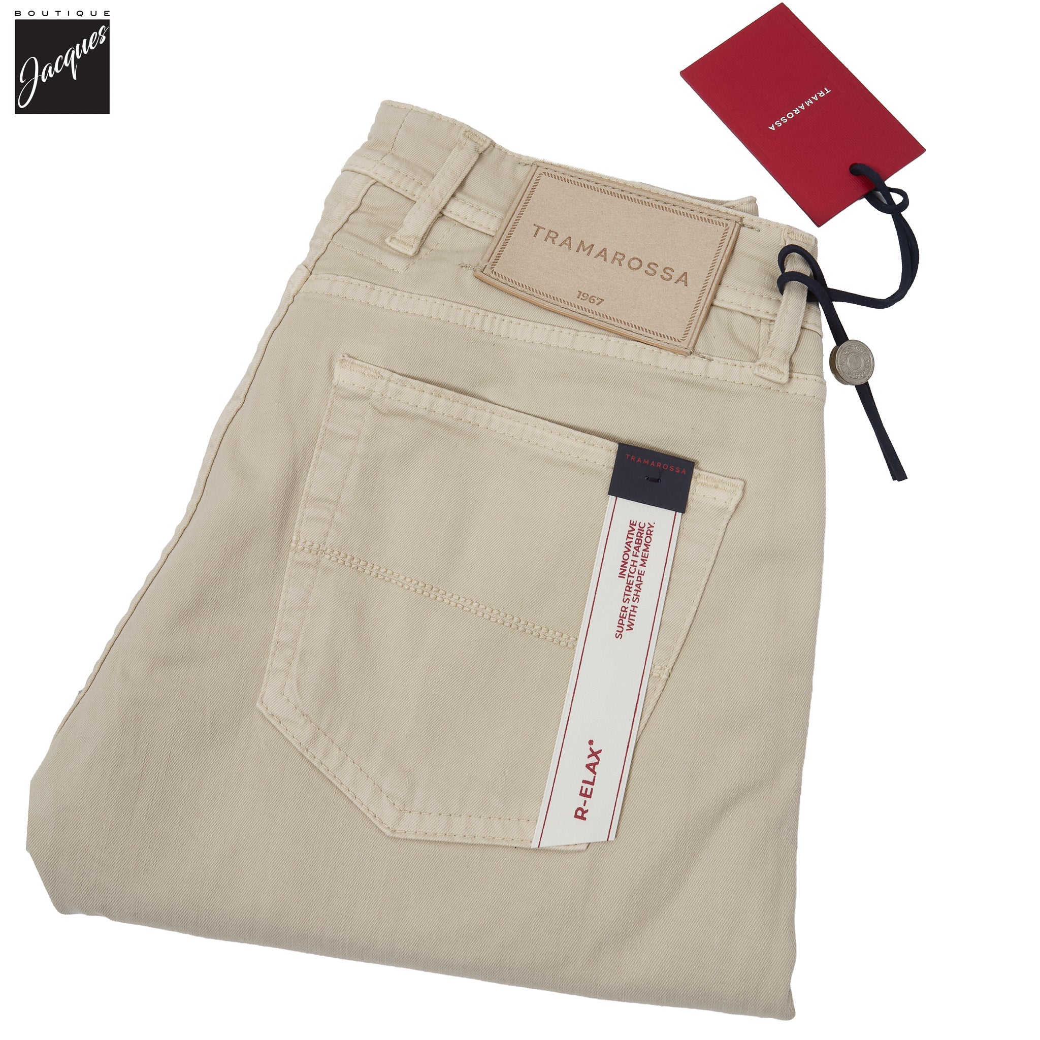 Champagne Soft Dye Michelangelo Super-Stretch Five Pocket Pants - TRAMAROSSA - Boutique Jacques International