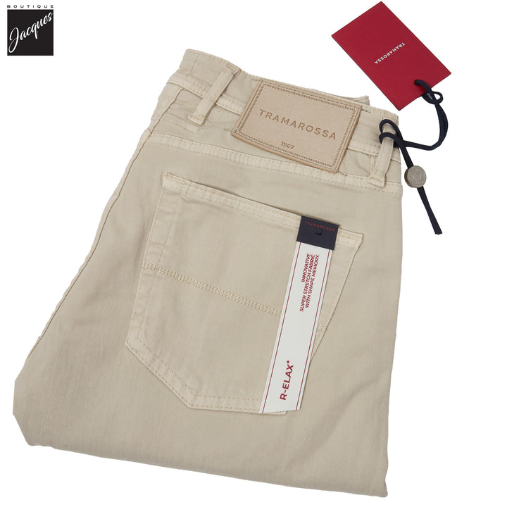 Champagne Soft Dye Michelangelo Super-Stretch Five Pocket Pants - TRAMAROSSA - Boutique Jacques International