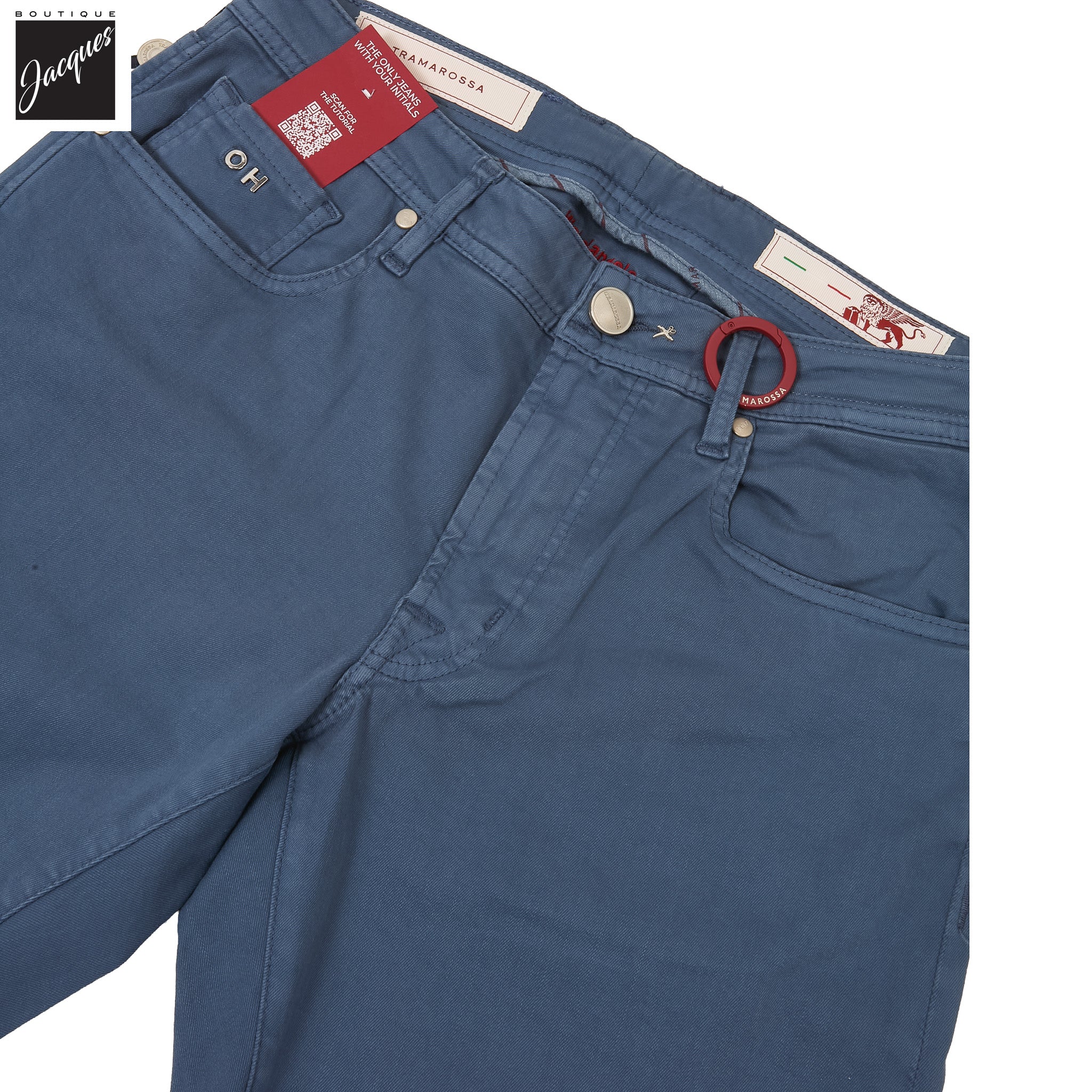 Cloud Blue Soft Dye Michelangelo Super-Stretch Five Pocket Pants - TRAMAROSSA - Boutique Jacques International