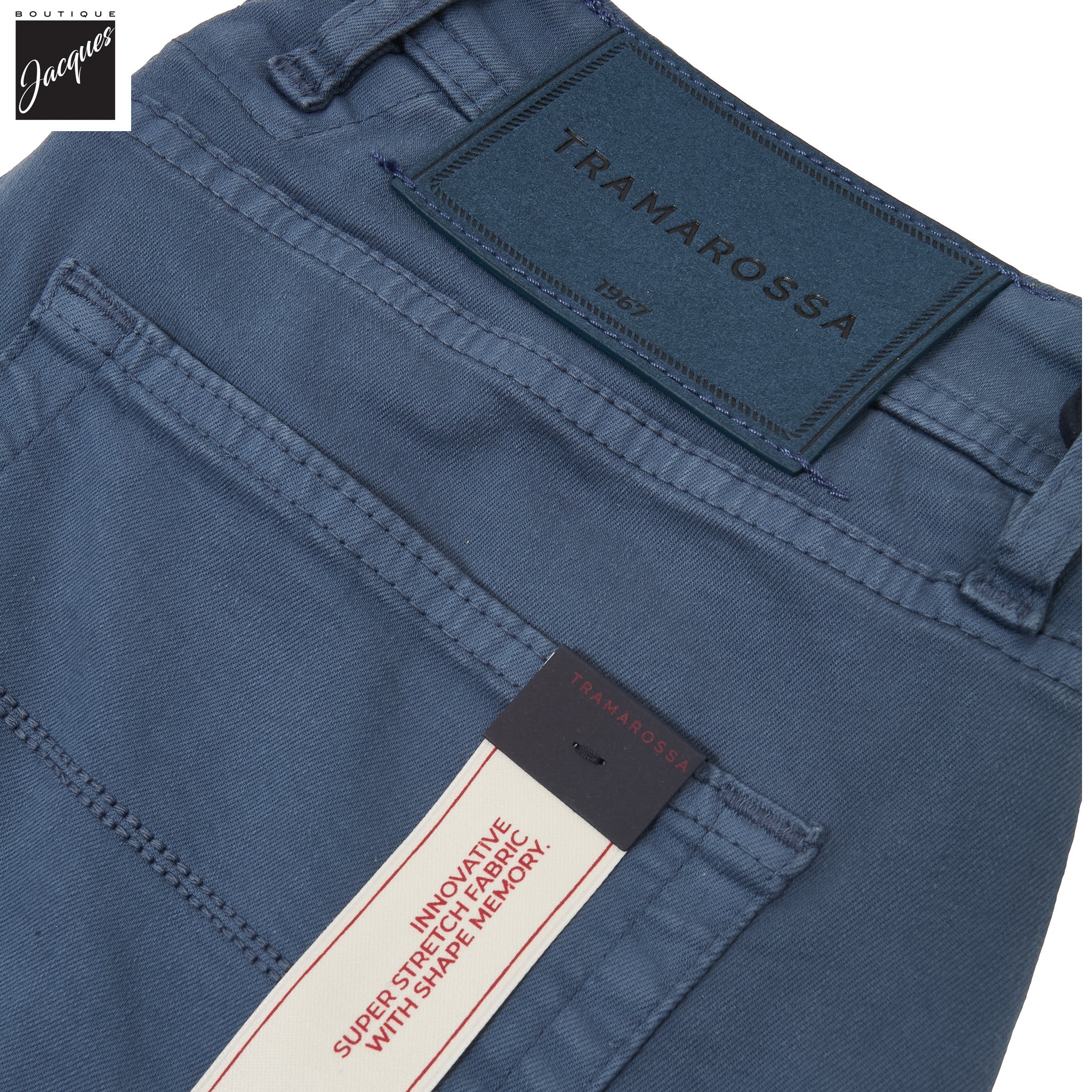Cloud Blue Soft Dye Michelangelo Super-Stretch Five Pocket Pants - TRAMAROSSA - Boutique Jacques International