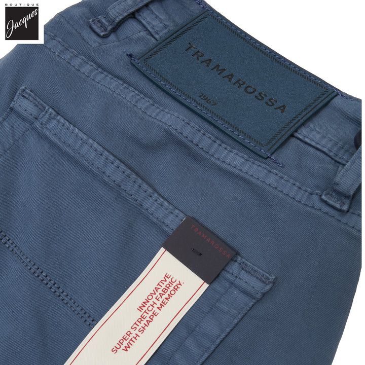 Cloud Blue Soft Dye Michelangelo Super-Stretch Five Pocket Pants - TRAMAROSSA - Boutique Jacques International