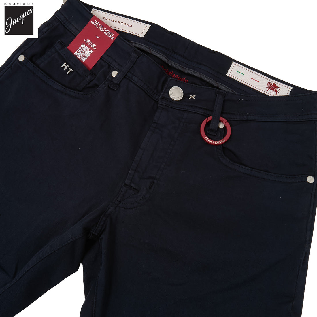 Dark Blue Soft Dye Michelangelo Super-Stretch Five Pocket Pants - TRAMAROSSA - Boutique Jacques International