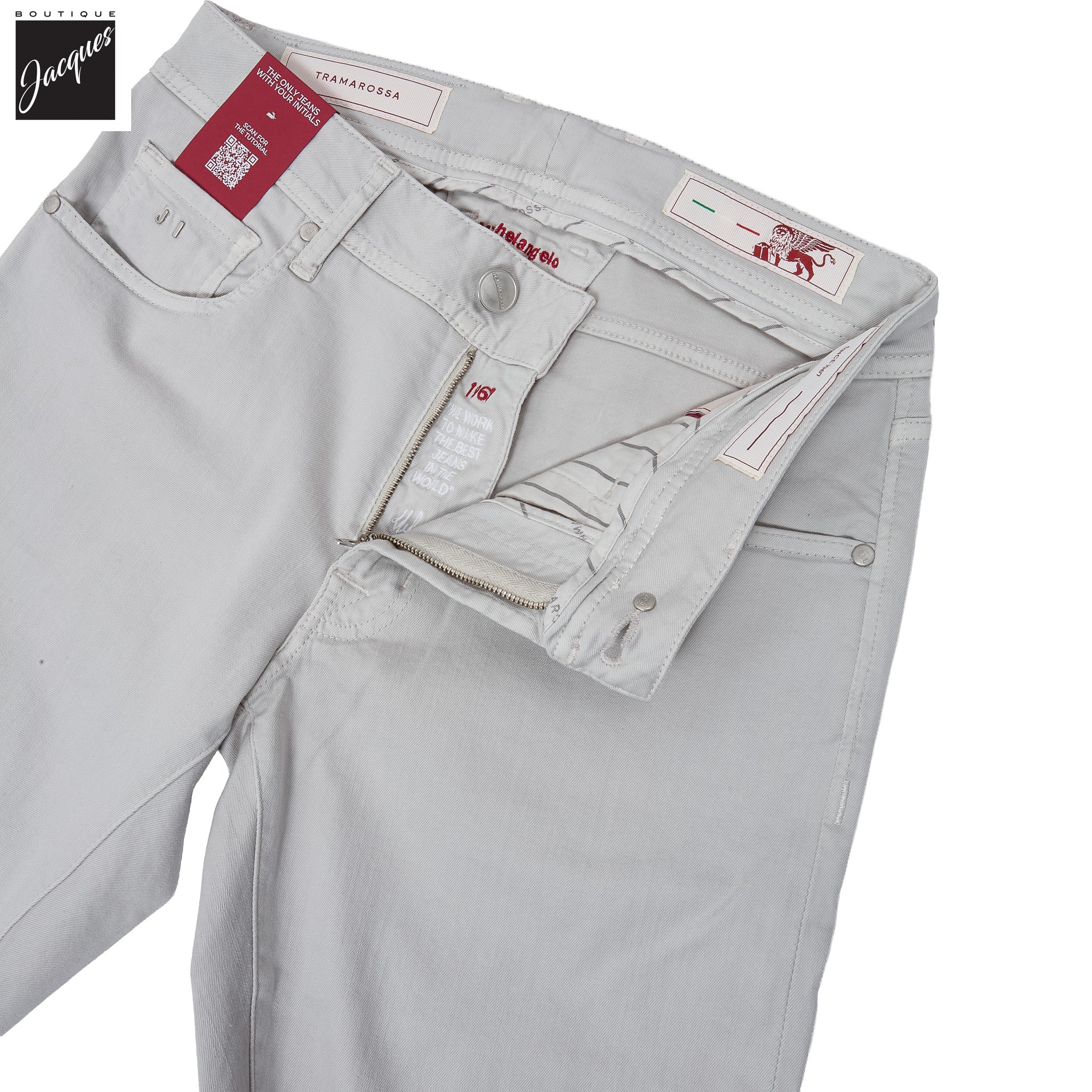 Ice Gray Soft Dye Michelangelo Super-Stretch Five Pocket Pants - TRAMAROSSA - Boutique Jacques International