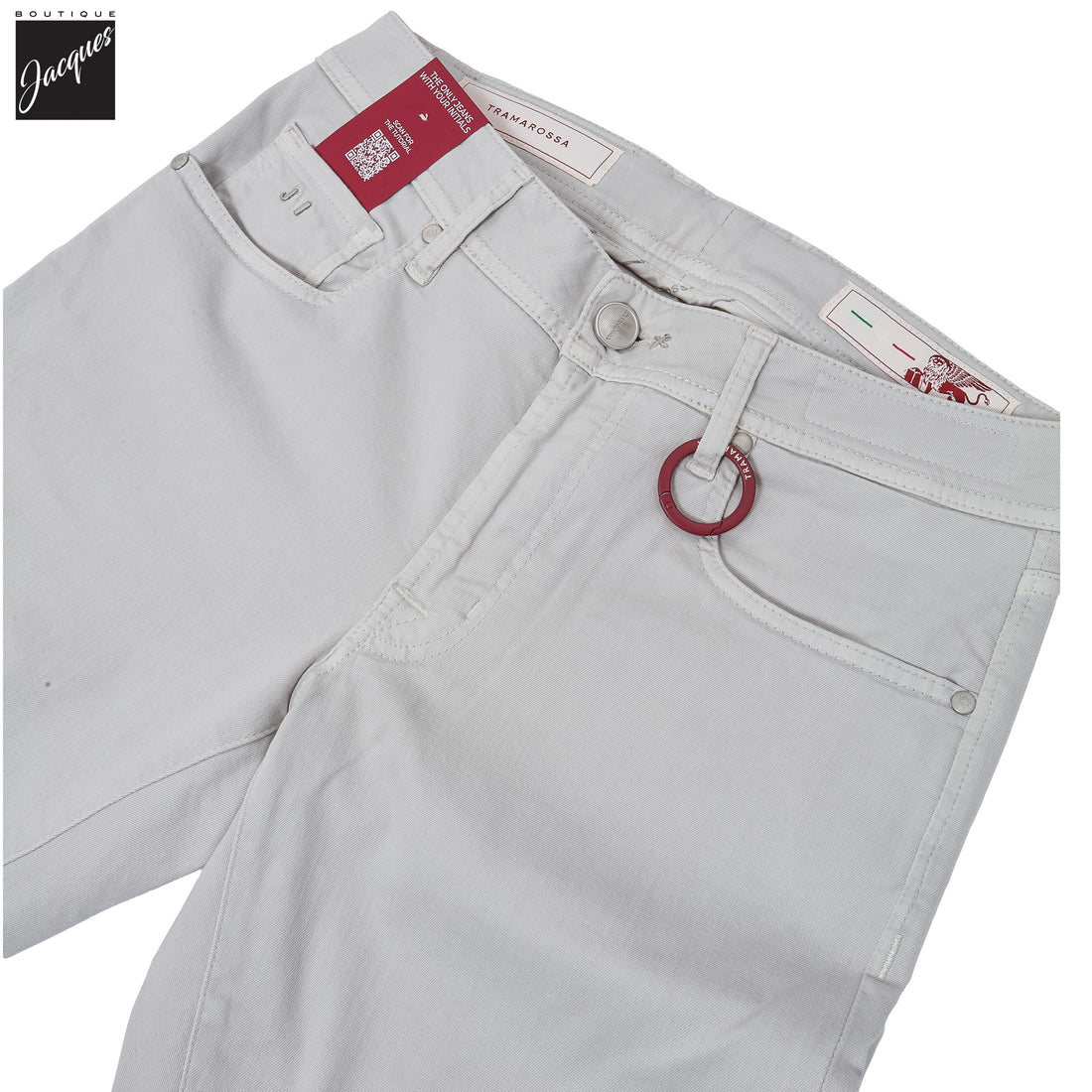 Ice Gray Soft Dye Michelangelo Super-Stretch Five Pocket Pants - TRAMAROSSA - Boutique Jacques International