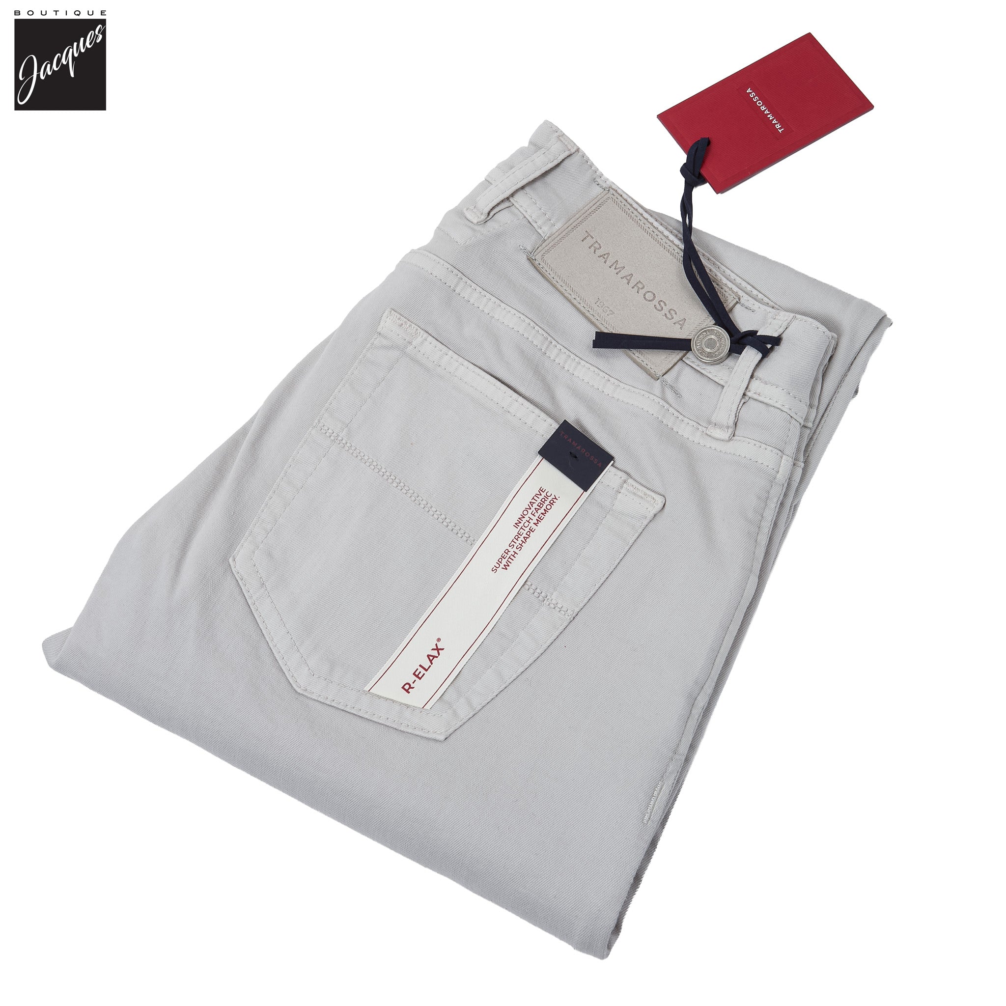 Ice Gray Soft Dye Michelangelo Super-Stretch Five Pocket Pants - TRAMAROSSA - Boutique Jacques International