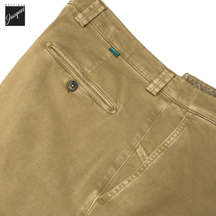 Caramel Tan Cotton-Stretch Denim Negroni Wide Fit Chino Trousers - Berwich
