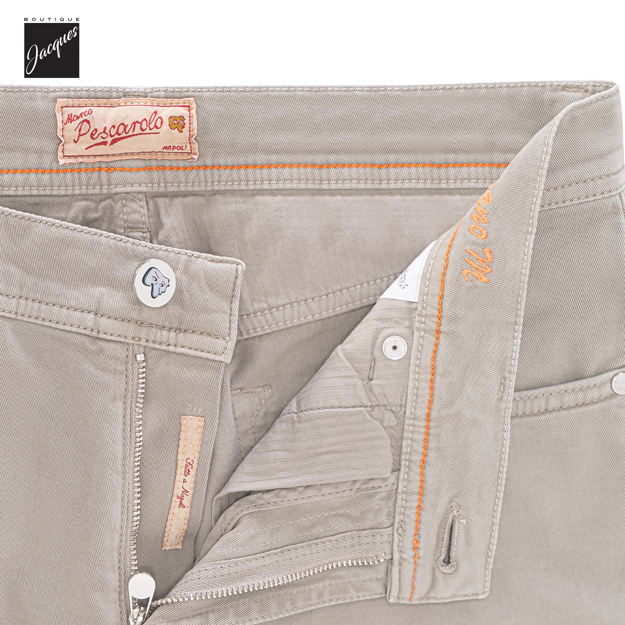Taupe Cotton-Cashmere Nerano M Tailored Fit Five Pocket Pants - Marco Pescarolo