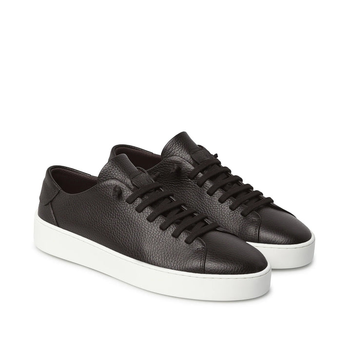 Dark Brown Grained Leather Slip-On Sneakers - Fabiano Ricci