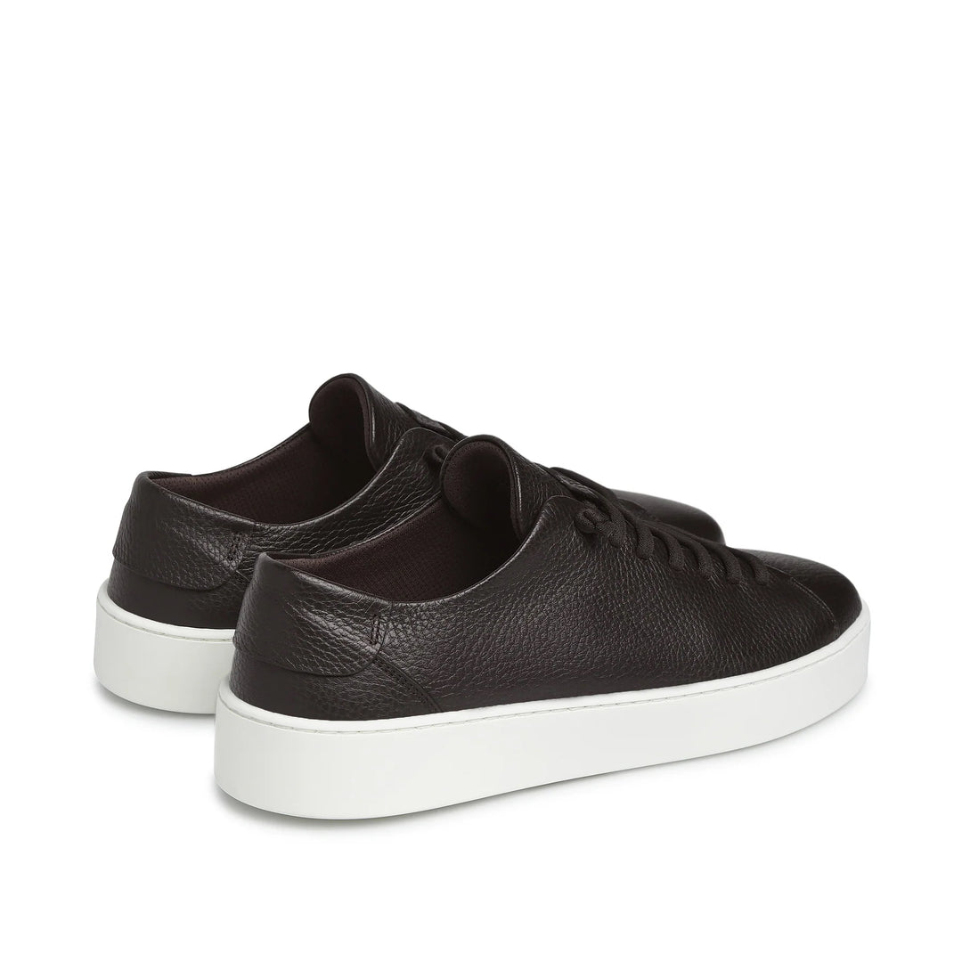 Dark Brown Grained Leather Slip-On Sneakers - Fabiano Ricci