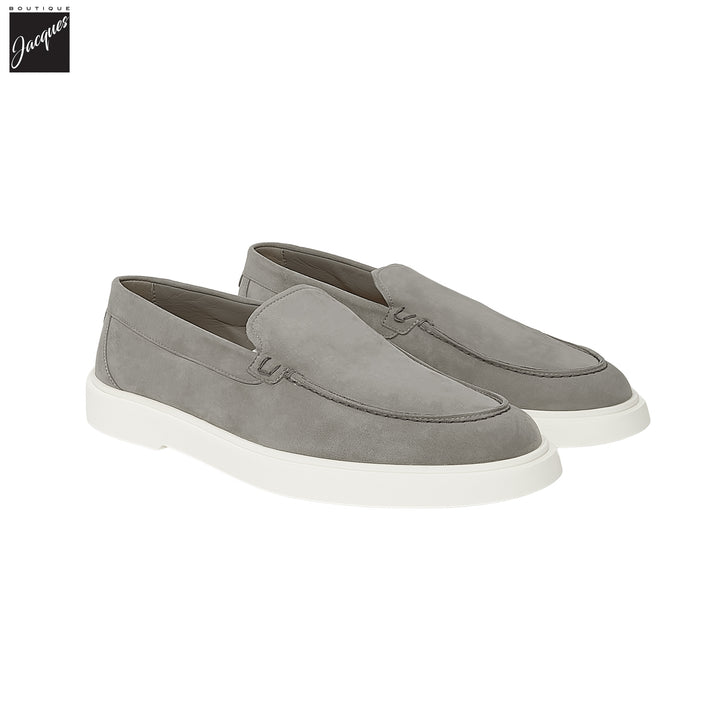 Light Gray Extralight Suede Leather Loafers - Fabiano Ricci - Boutique Jacques International