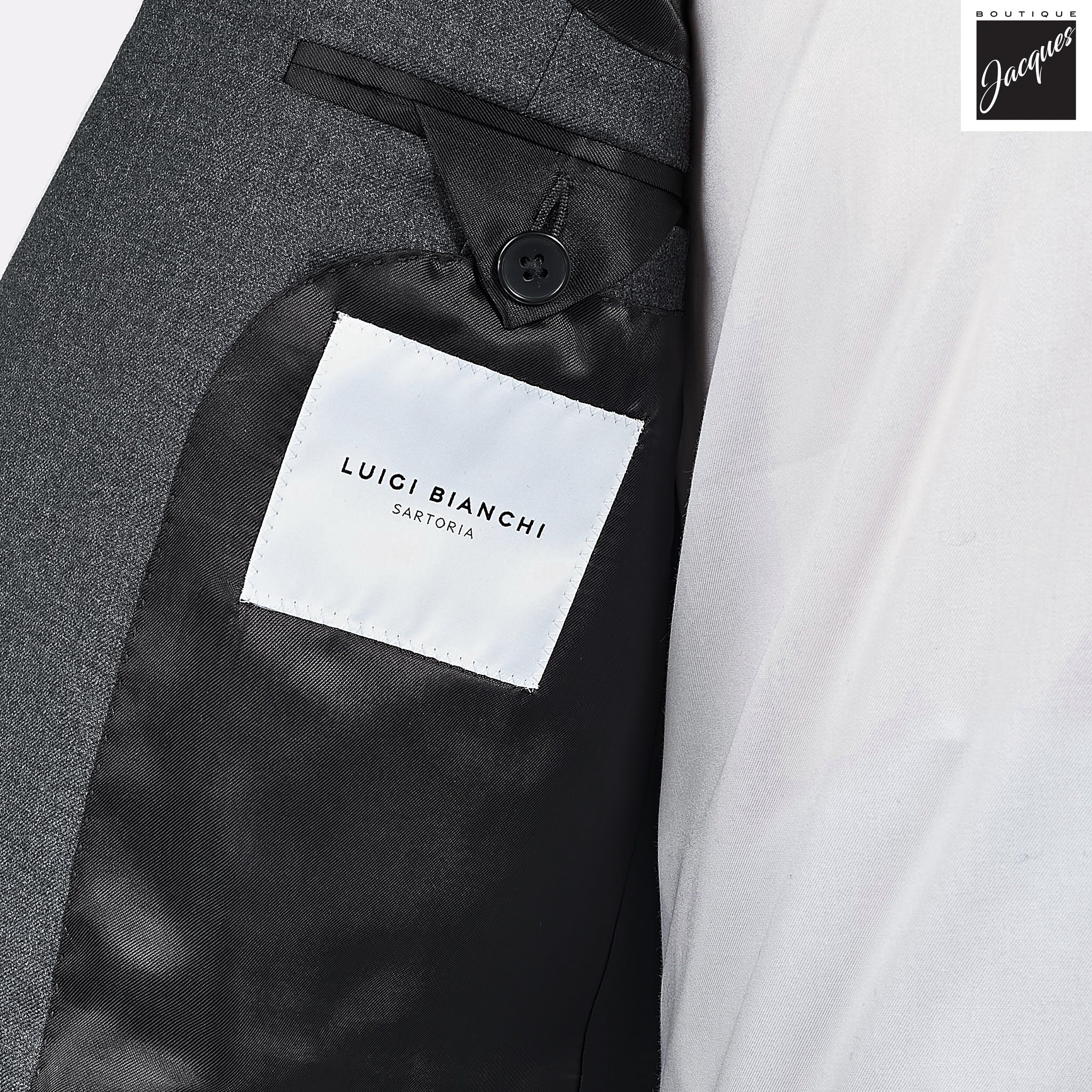 Charcoal Gray Solid Vitale Barberis Slim Fit Suit - Luigi Bianchi