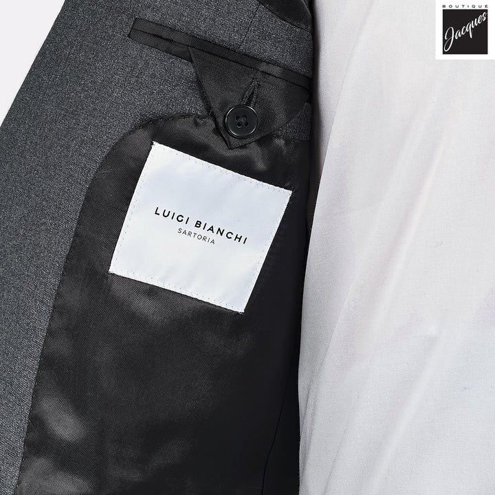Charcoal Gray Solid Vitale Barberis Slim Fit Suit - Luigi Bianchi