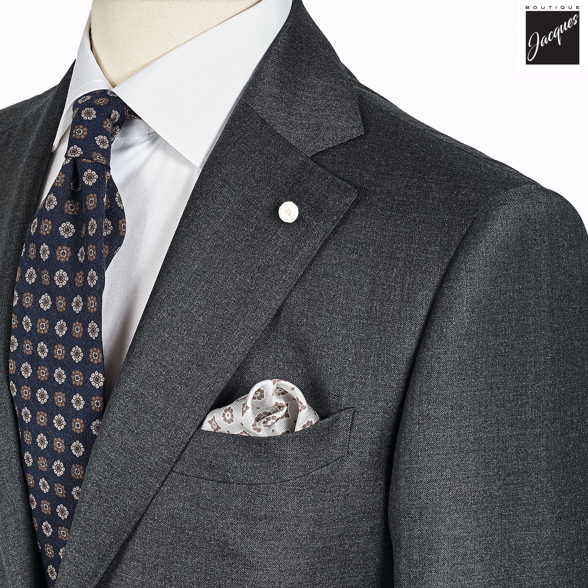 Charcoal Gray Solid Vitale Barberis Slim Fit Suit - Luigi Bianchi