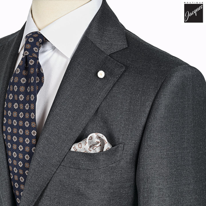 Charcoal Gray Solid Vitale Barberis Slim Fit Suit - Luigi Bianchi