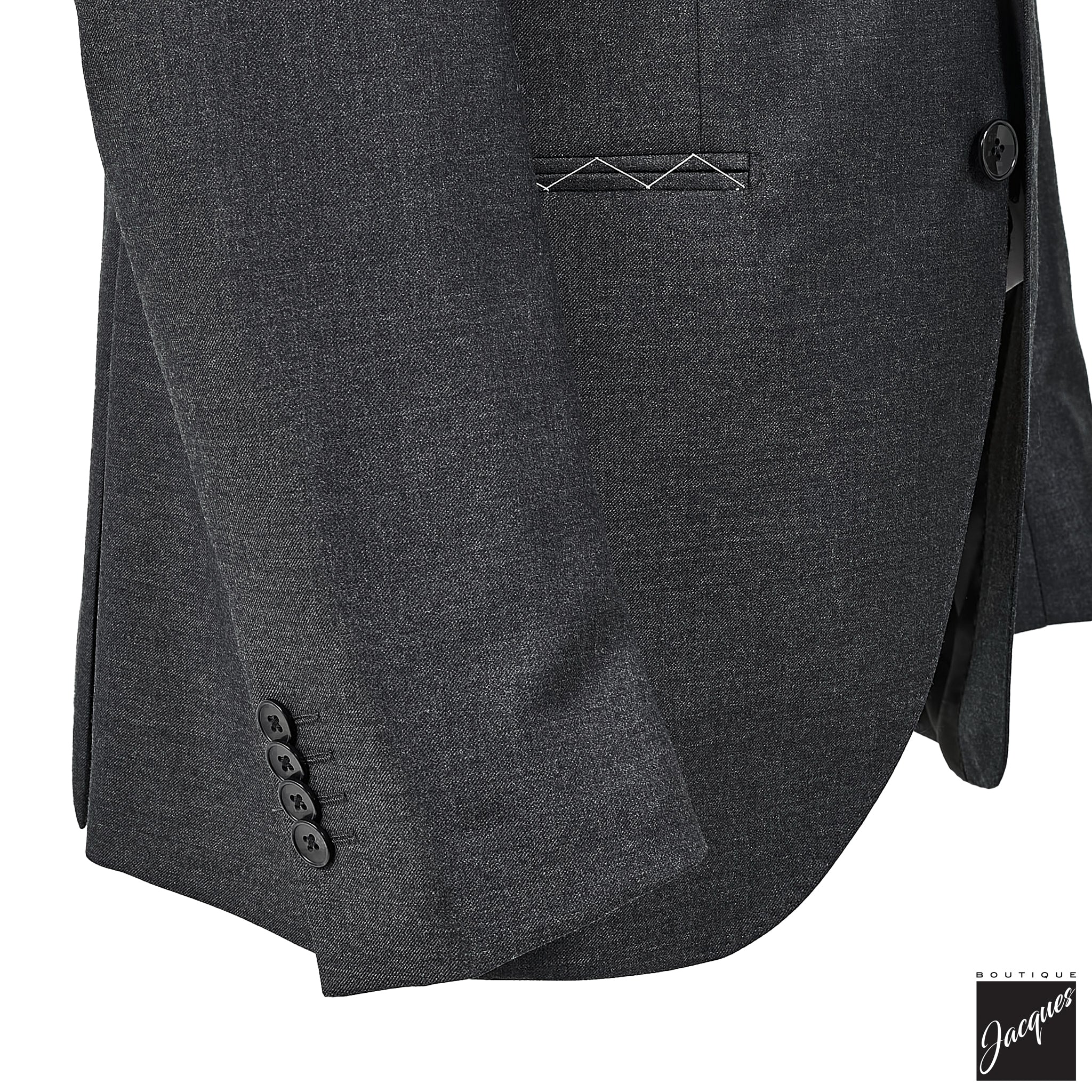 Charcoal Gray Solid Vitale Barberis Slim Fit Suit - Luigi Bianchi