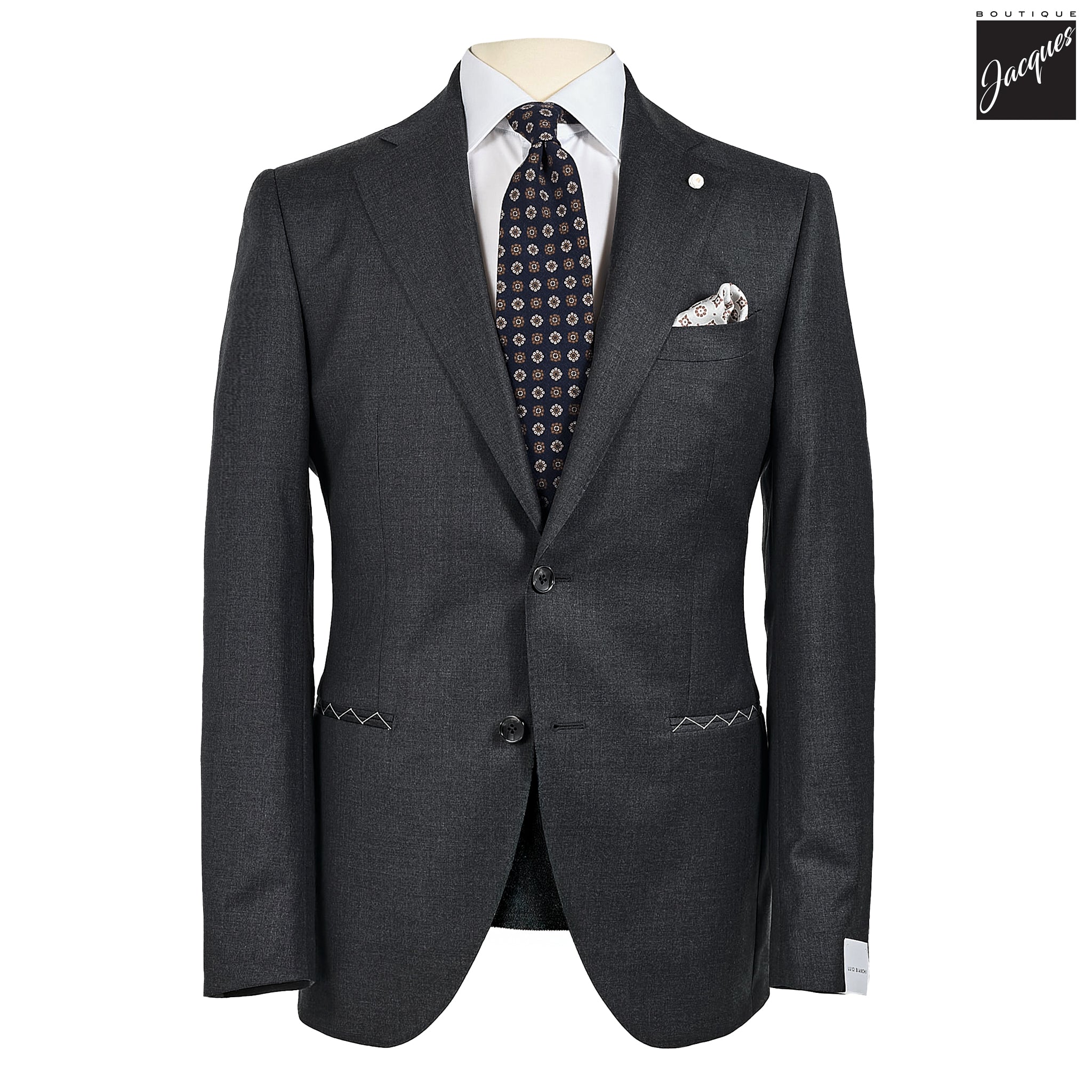 Charcoal Gray Solid Vitale Barberis Slim Fit Suit - Luigi Bianchi