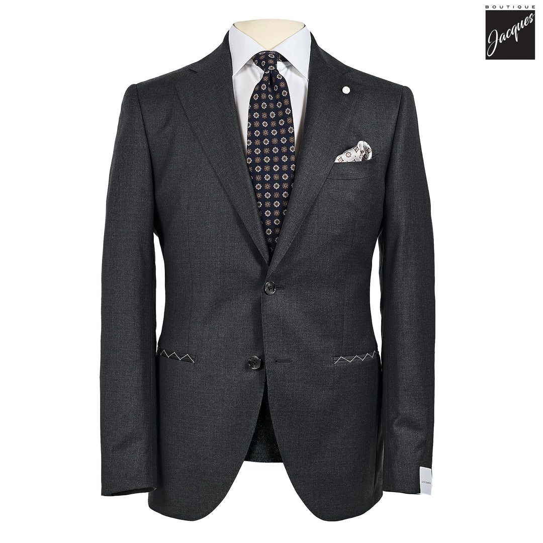 Charcoal Gray Solid Vitale Barberis Slim Fit Suit - Luigi Bianchi