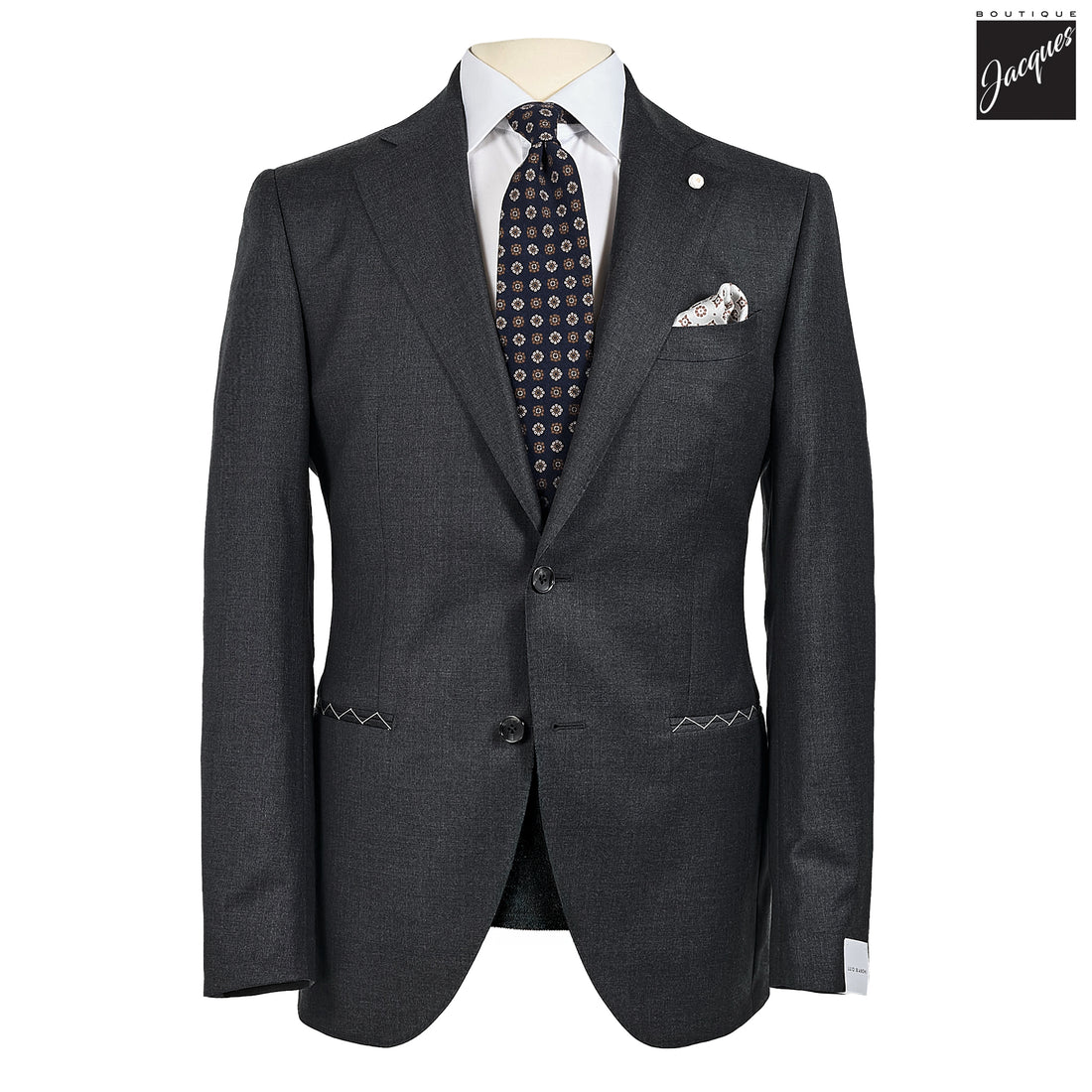 Charcoal Gray Solid Vitale Barberis Slim Fit Suit - Luigi Bianchi