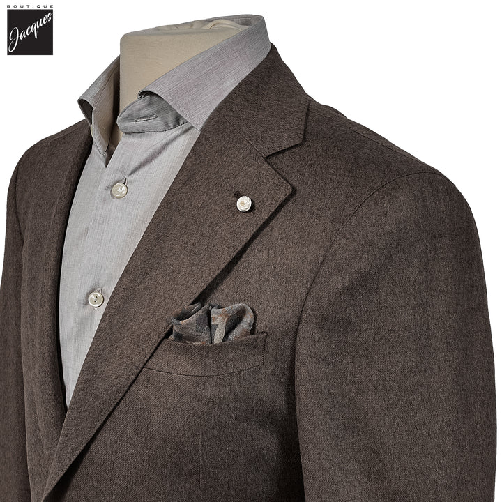 Brown Silk-Cashmere Contemporary Dream Fit Sport Jacket - Luigi Bianchi