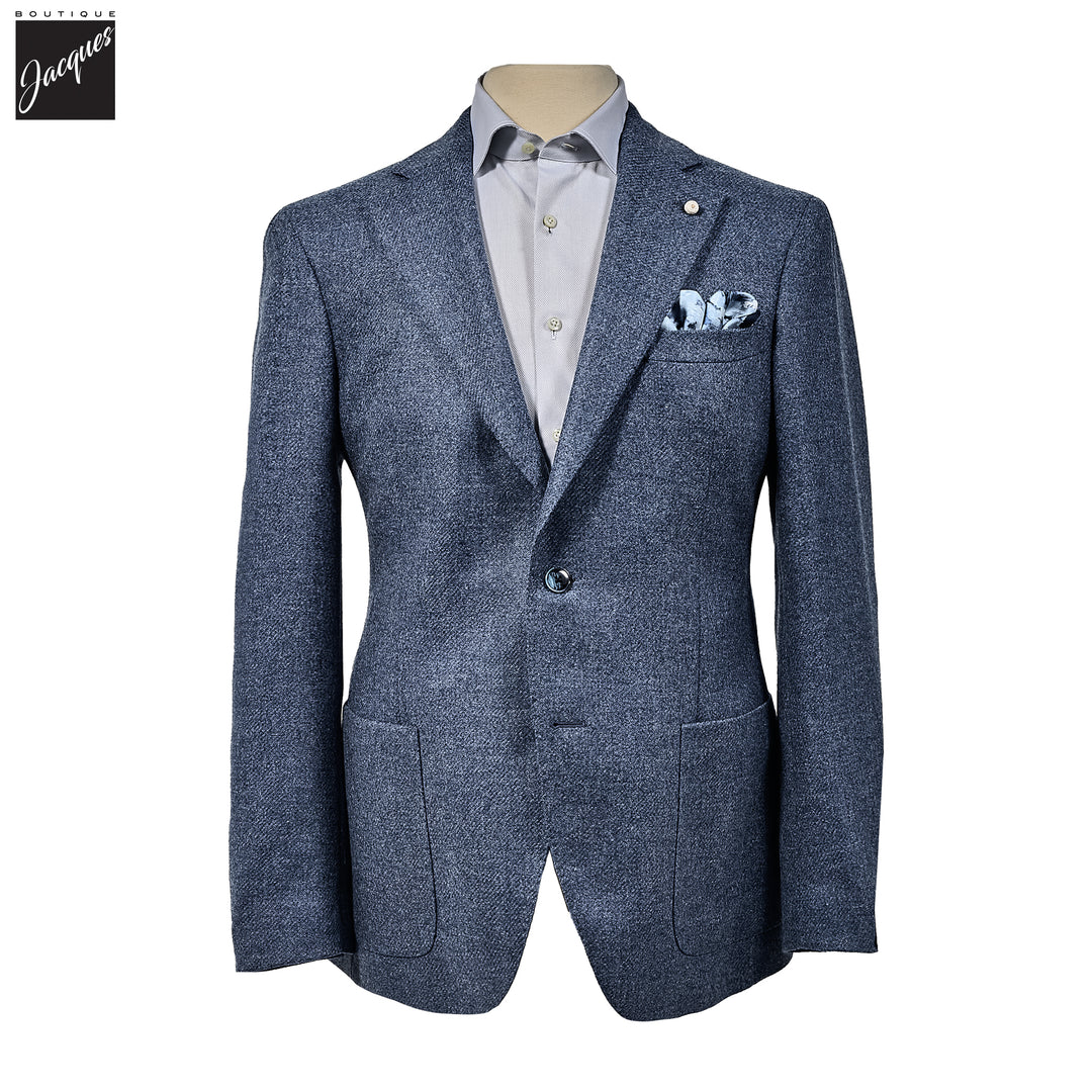 Blue Wool-Cashmere Contemporary Dream Fit Sport Jacket - Luigi Bianchi - Boutique Jacques International