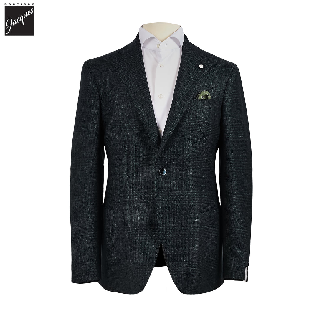 Dark Green Prince-of-Wales Contemporary Fit Loro Piana Sport Jacket - Luigi Bianchi