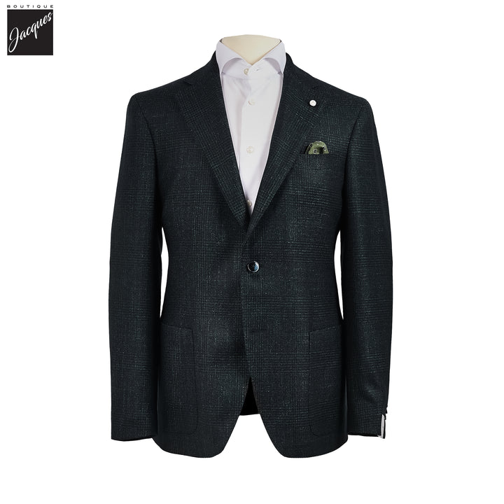 Dark Green Prince-of-Wales Contemporary Fit Loro Piana Sport Jacket - Luigi Bianchi - Boutique Jacques International