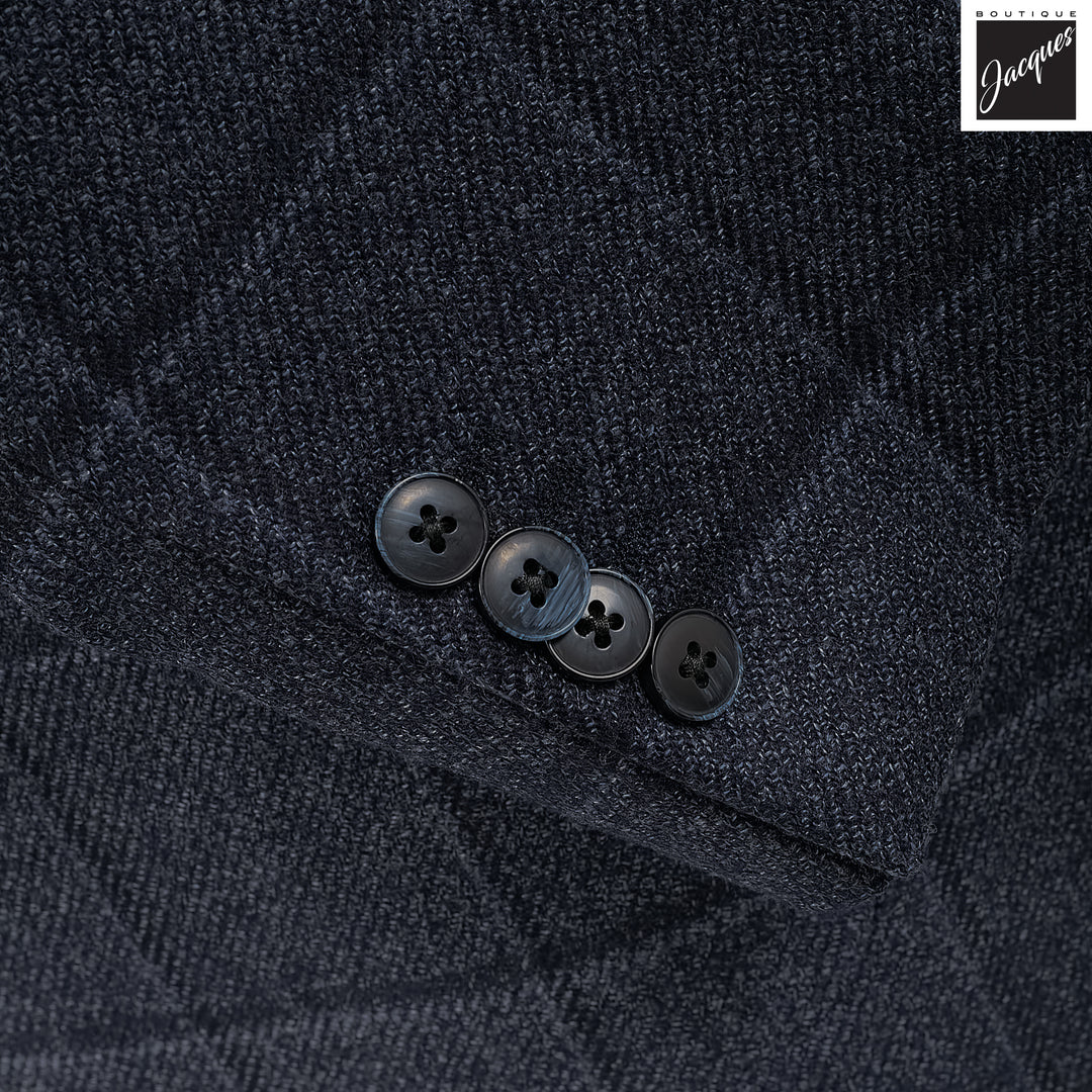 Blue Windowpane Wool-Silk Dream Tweed Contemporary Fit Sport Jacket - Luigi Bianchi
