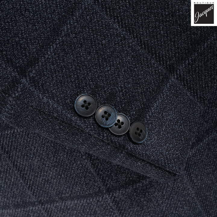 Blue Windowpane Wool-Silk Dream Tweed Contemporary Fit Sport Jacket - Luigi Bianchi