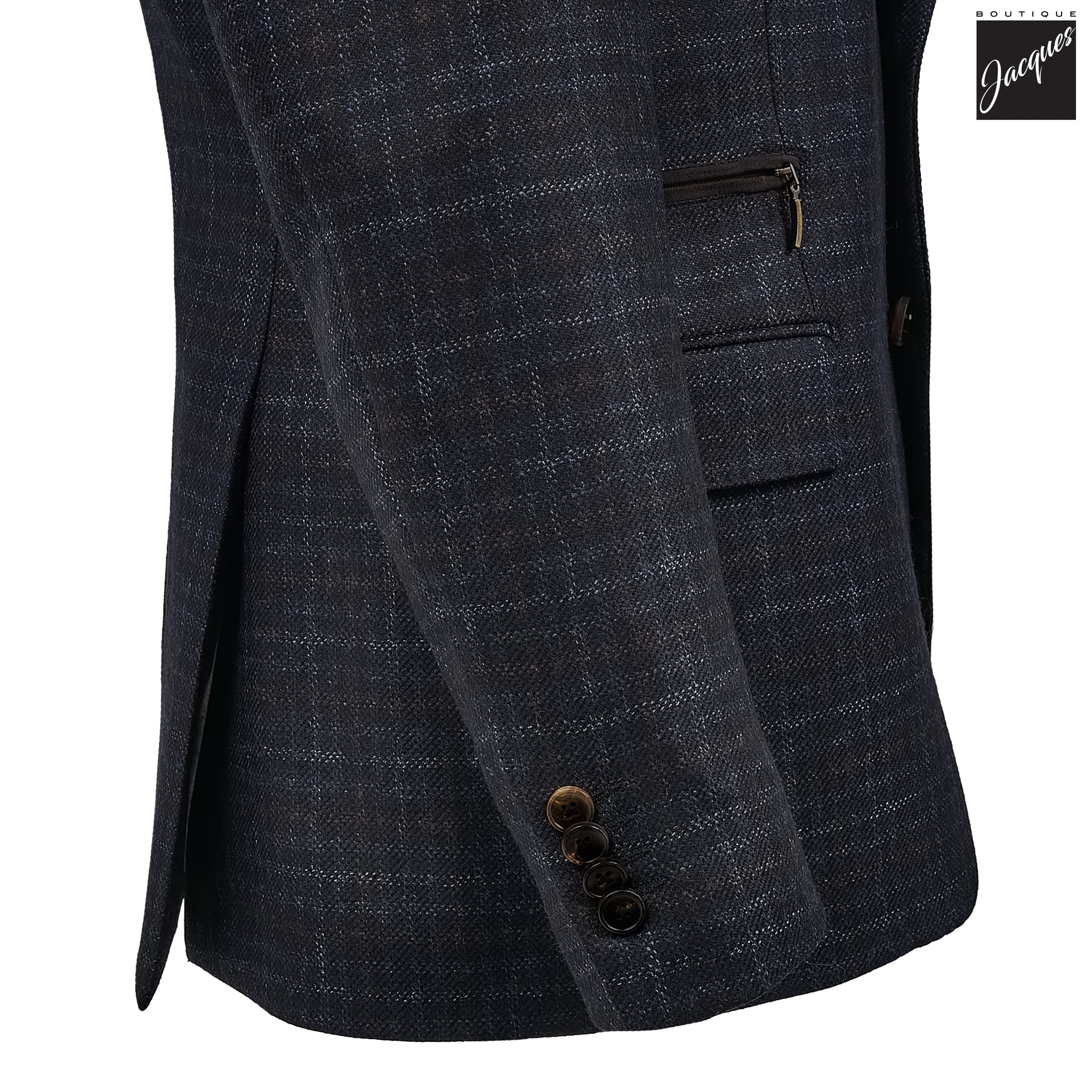 Blue Check Wool Hybrid Sport Jacket with Bib - Luigi Bianchi
