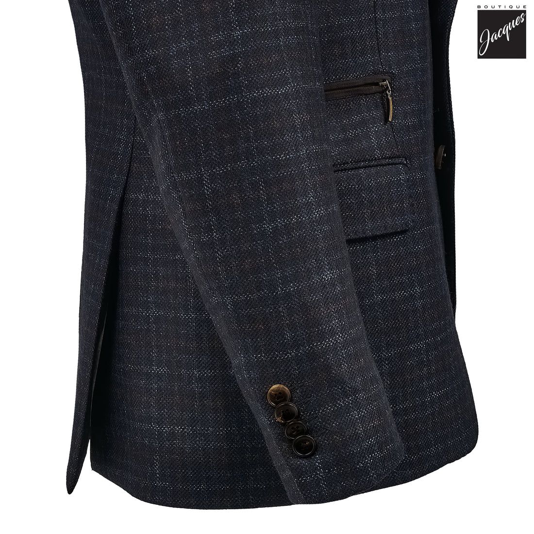 Blue Check Wool Hybrid Sport Jacket with Bib - Luigi Bianchi
