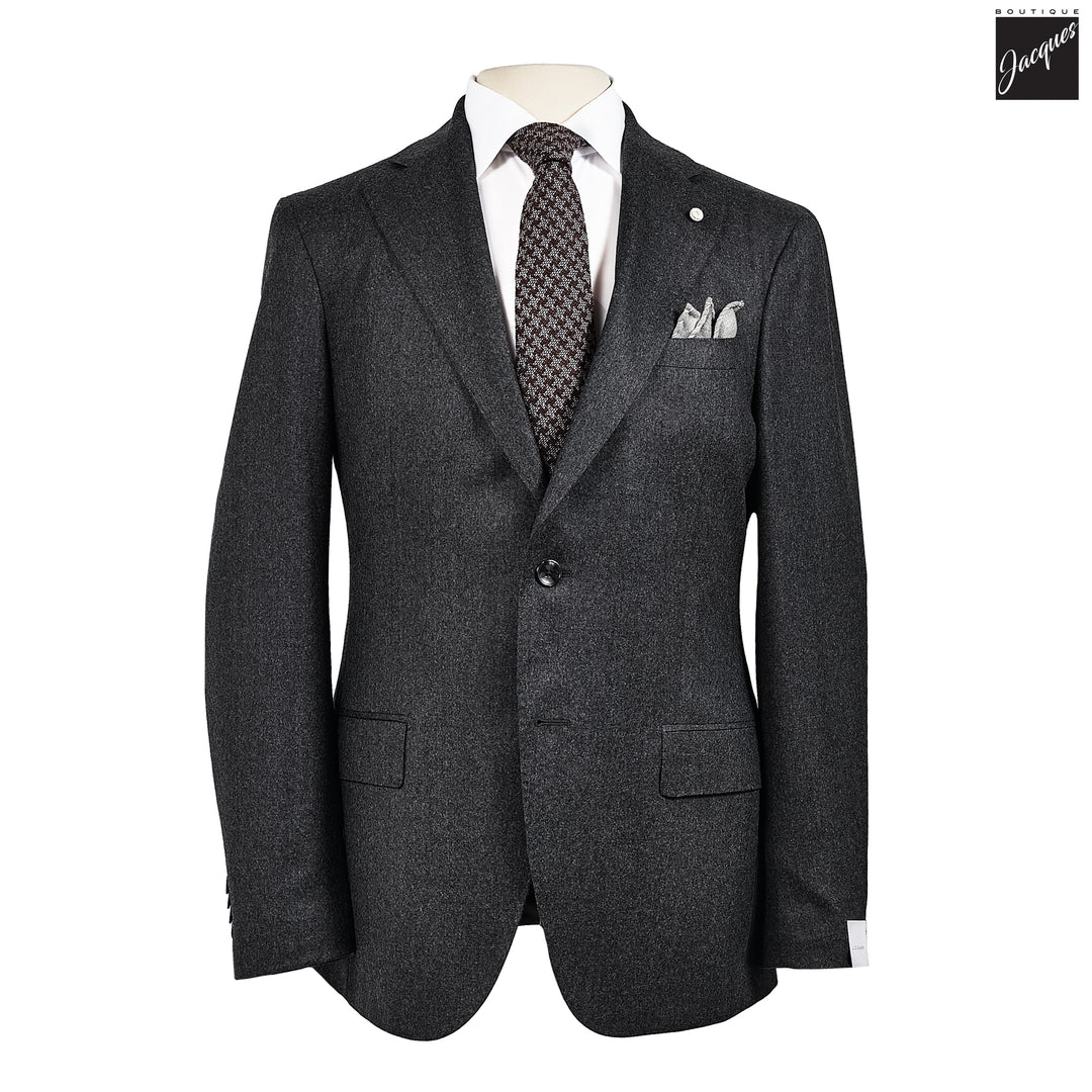 Charcoal Gray Flannel Solid Vitale Barberis Contemporary Fit Suit - Luigi Bianchi