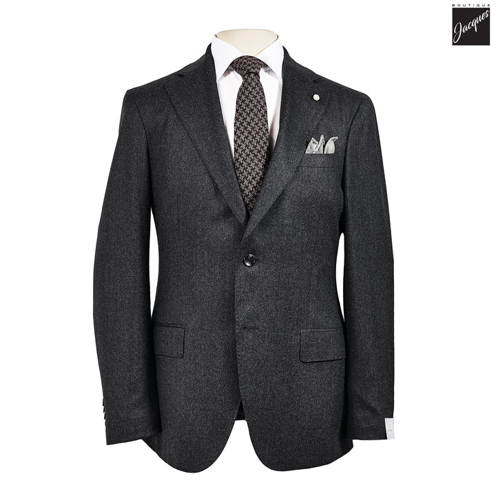 Charcoal Gray Flannel Solid Vitale Barberis Contemporary Fit Suit - Luigi Bianchi