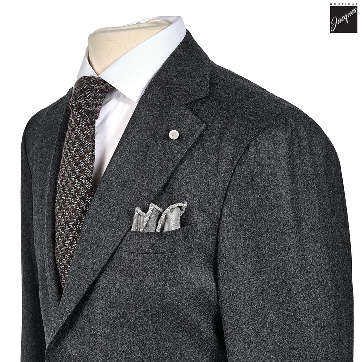 Charcoal Gray Flannel Solid Vitale Barberis Contemporary Fit Suit - Luigi Bianchi