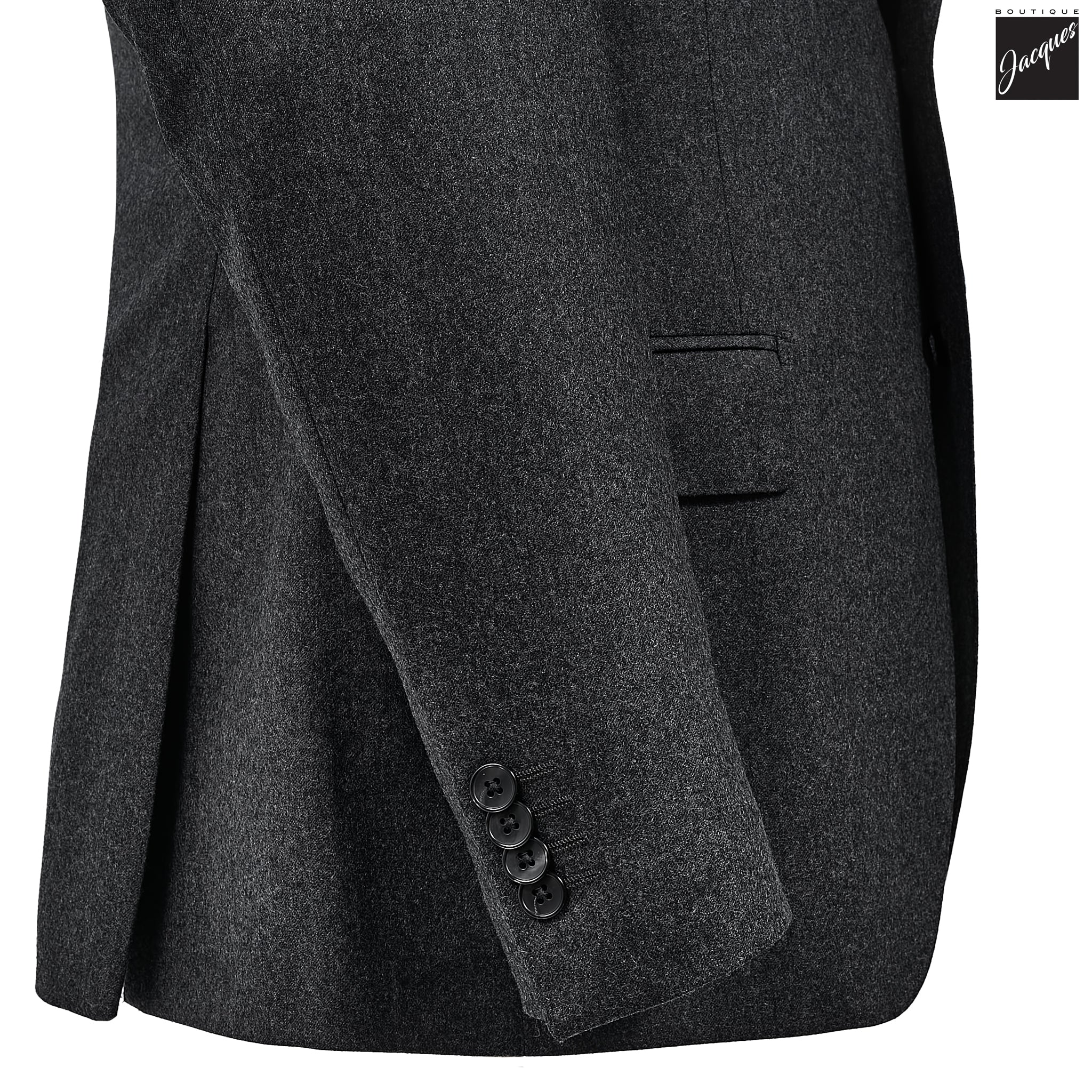 Charcoal Gray Flannel Solid Vitale Barberis Contemporary Fit Suit - Luigi Bianchi