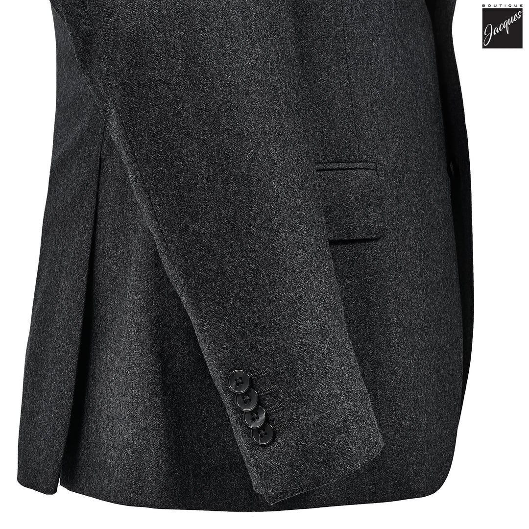 Charcoal Gray Flannel Solid Vitale Barberis Contemporary Fit Suit - Luigi Bianchi