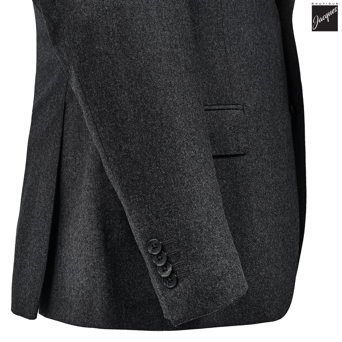 Charcoal Gray Flannel Solid Vitale Barberis Contemporary Fit Suit - Luigi Bianchi