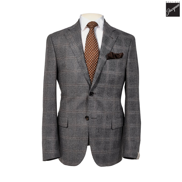 Gray Check Wool Silk Modern Fit Sport Coat - Corneliani