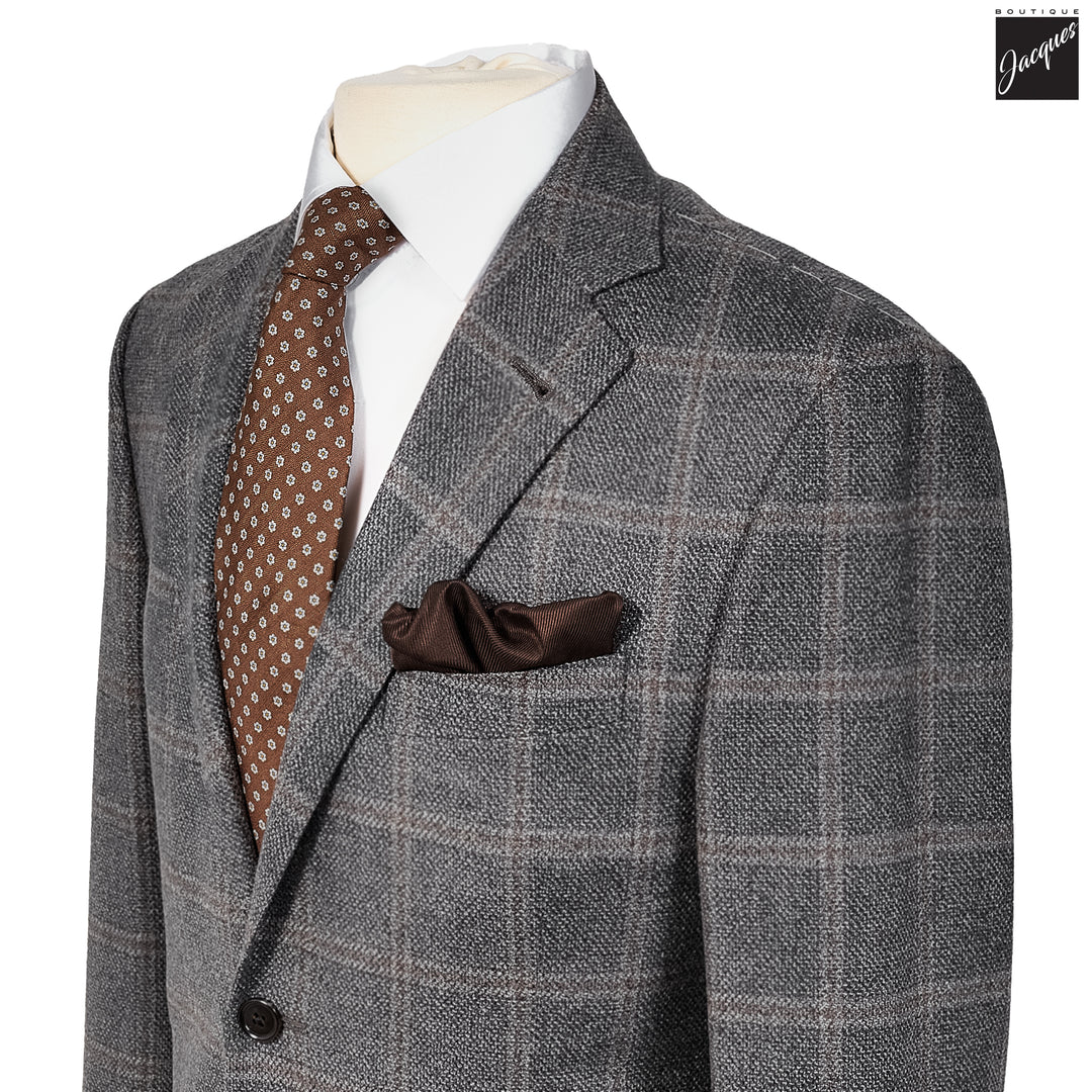 Gray Check Wool Silk Modern Fit Sport Coat - Corneliani