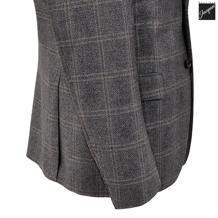 Gray Check Wool Silk Modern Fit Sport Coat - Corneliani