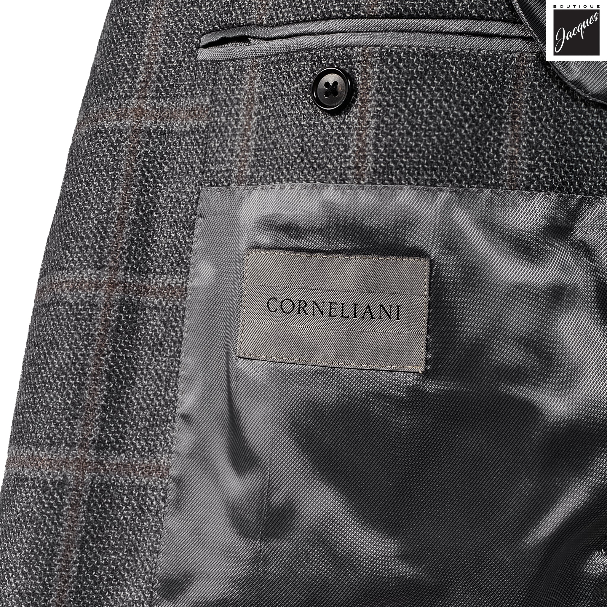 Gray Check Wool Silk Modern Fit Sport Coat - Corneliani